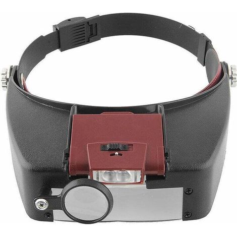 Magnifying Helmet Glasses with LED Light - 1.5X - 10X Zoom - Headband Magnifying Helmet with Light for Reading, Jewelry Making, Sewing, and DIY Projects - Red (1/5)