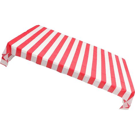 Nappe à rayures style cirque pour fête avec housse en plastique réutilisable (1/5)
