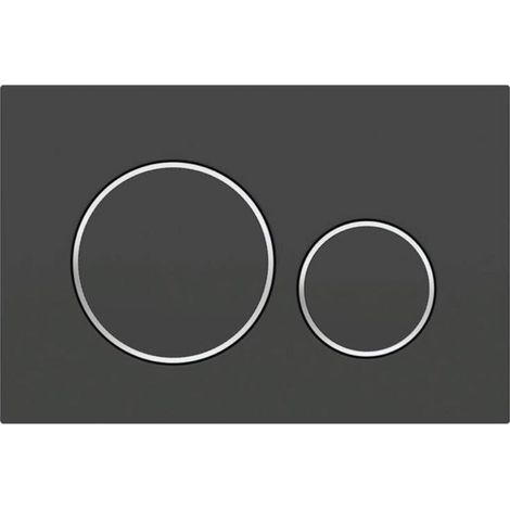 Para la placa de descarga doble Geberit Sigma20: lacada en negro mate, revestimiento de fácil limpieza, cromo brillante (115.882.14.1) (1/4)