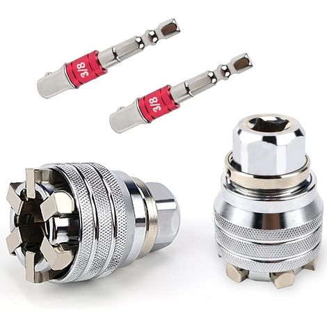 Set aus 2 multifunktionalen Universal-Steckschlüsseln mit 2 x 3/8"-Aufnahmen, super verstellbarer Steckschlüssel von 10 bis 19 mm (1/5)