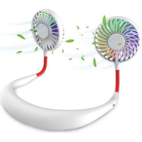 Mini portable neck fan, hands-free, rechargeable, portable, desk fan, necklace fan with dual wind heads