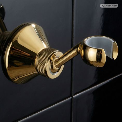 PaulGurkes Brausehalter Gold Retro verstellbare Halterung für Handbrausen (1/2)