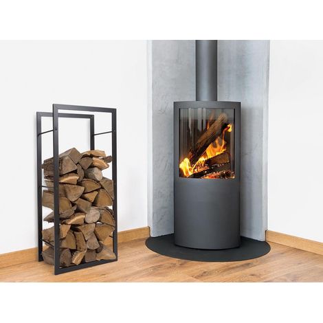 Kaminholzregal für innnen, Stahl Schwarz - Höhe 100cm Breite 45cm (1/4)