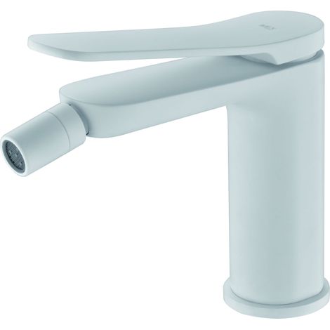 IMEX Bidet-Einhebelmischer aus mattweißem Messinggehäuse mit 25 mm Keramikkartusche und flexiblen Anschlüssen – Serie Danimarca Modell BDR031-2BL (1/2)