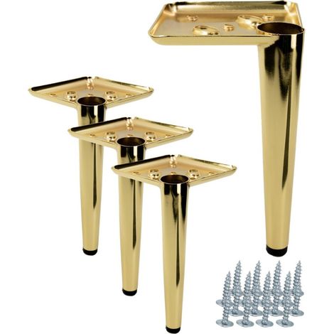 Ein Set aus vier vergoldeten Chrom-Möbelbeinen, 17 cm lang – elegante Metallbeine, geeignet für Sofas, Kommoden und Sideboards. (1/5)