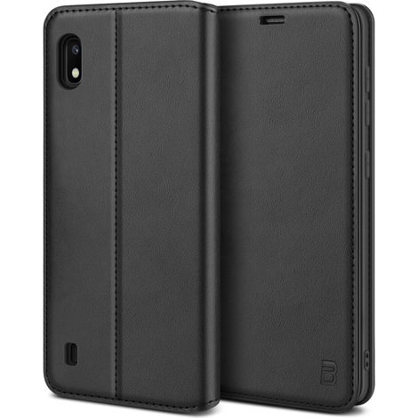 Coque pour Samsung A10, Etui Housse pour Samsung Galaxy A10 en Cuir Premium Flip Case Portefeuille, à Rabat avec Porte-Cartes de Crédit, Fermeture Magnétique, Noir (1/5)
