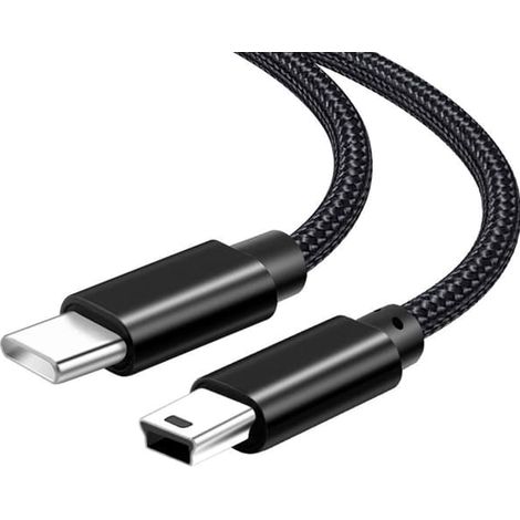 Ecleanfy - Câble de chargement USB Type-C vers Mini USB en nylon anti-nœuds, pour un transfert de données fiable et durable.