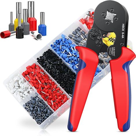 0,25-10mm² Pince a Sertir avec Cosses Electriques a Sertir 1251pcs, Pinces à Sertir AWG 23-7, Cliquet Auto-Adjuvsable, Sertissage Précis, Professionnel Outils Electricien