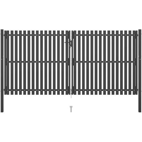 Puerta de valla del jardín de acero gris antracita 4x2,25 cm