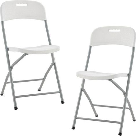 2er-Set Klappstühle - TERRANOVA - 48x44,5xH86 cm - Stahlgestell und Sitz aus Polyethylen PEHD - Weiß