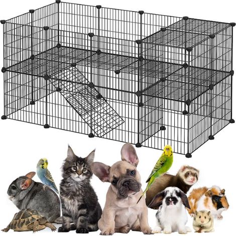 Corral de juegos metálico plegable para conejos y animales pequeños.