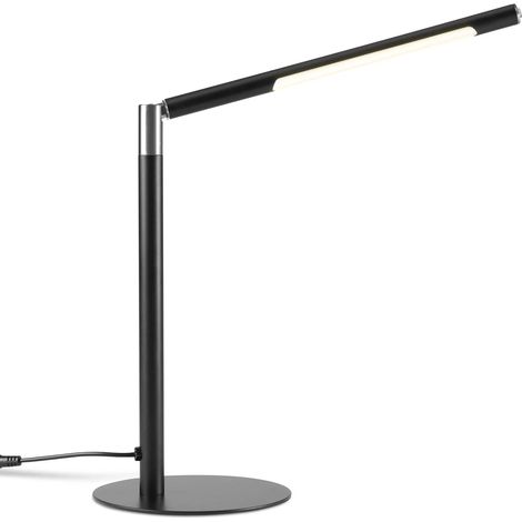 (Noir) Lampe de bureau en métal de haute qualité, mini lampe de bureau moderne et minimaliste USB, LED protégeant les yeux.