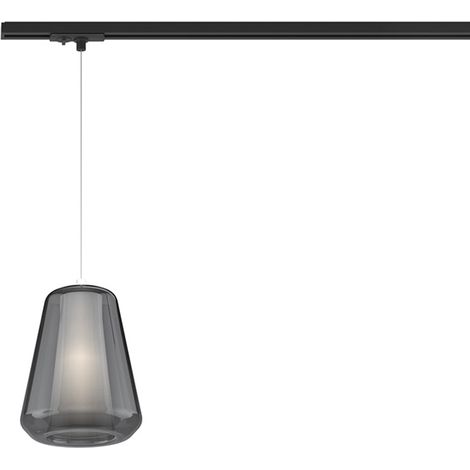 Sospensione Binario Contemporanea Double Skin Metallo Nero Vetro Fumè 1 Luce E27