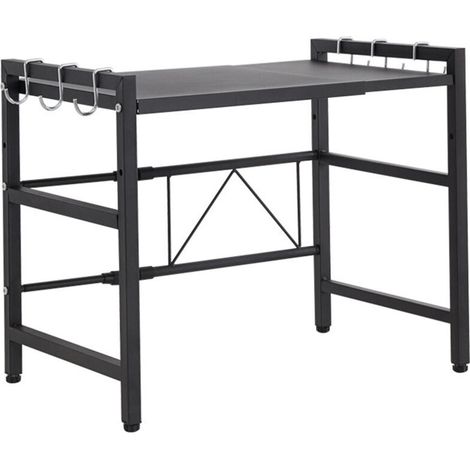 Support Micro-ondes - Acier Au Carbone - 2 Niveaux - 6 Crochets - Ajustable 40-64 X 45 X 36,5 Cm - 1 Pièce (1/5)