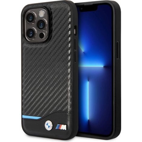 Étui BMW BMHCP14L22NBCK pour iPhone 14 Pro 6,1" en cuir noir carbone