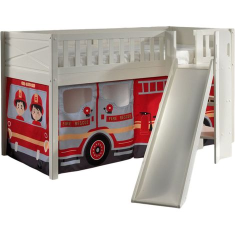 Lit Enfant Toboggan & Tente "Scott Fire Trucker" 90x200cm Blanc (1/5)