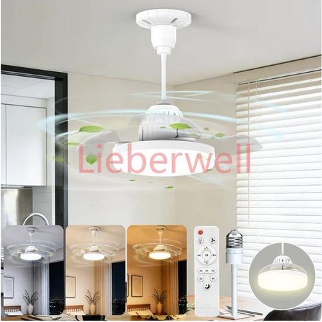 40cm Hidden LIEBERWELL Ceiling Fan with Light and Remote, 30W E27 2000lm Ceiling Fan Lamp, 3CCT, Silent, Foldable, White (1/5)
