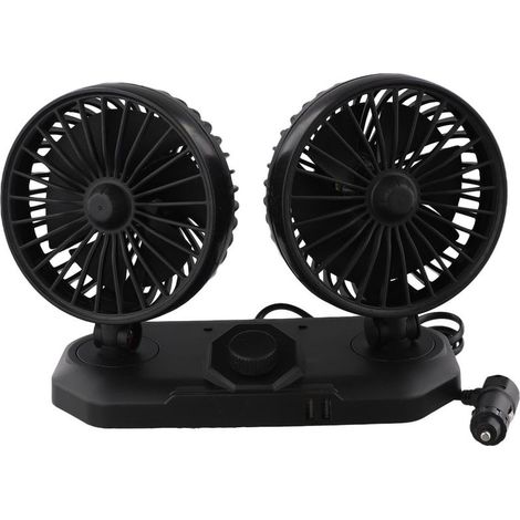 Ventilateur USB pour voiture avec deux têtes réglables, rotation (1/5)
