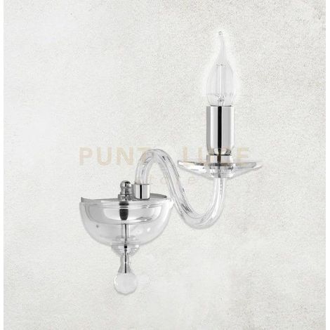 APPLIQUE 1306 1 LUCE TRASPARENTE E CROMO ATTACCO E14 H.20CM