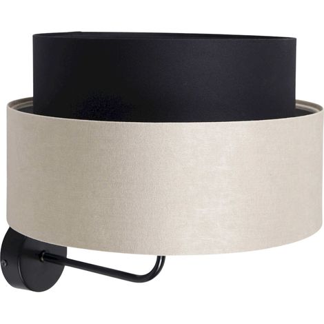 Applique murale satinée noire et beige design élégant LED E27 - Noir satiné et beige brillant (1/5)
