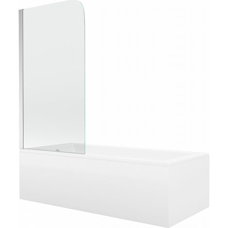 Mexen Cubik baignoire rectangulaire 150 x 70 cm avec habillage et paroi 1 volet 70 cm, transparent, chrome - 550315070X90070101 (1/5)