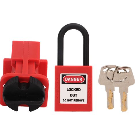 Kit de cadenassage disjoncteur Nylon renforcé PA rouge 7-15mm avec cadenas et clés pour sécurité électrique industrielle (1/5)