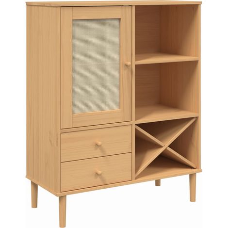 GBLY Highboard SENJA Rattan-Optik Braun 90x40x112 cm Kiefernholz (1/5)