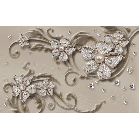 Papier peint panoramique - Fleurs 3D - 130 cm x 81 cm (1/2)