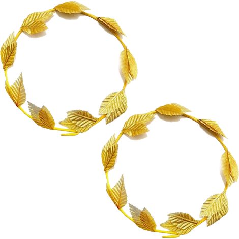Diadema Hoja Dorada - Diámetro 18 5 Cm - Para Fiesta Romana Boda Fiesta de Baile Navidad Sesión Fotográfica - 2 Unidades (1/5)