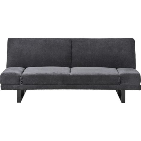 Sofá cama moderno de chenilla reclinable estructura de madera de eucalipto negro York