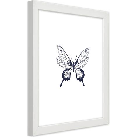 Quadro con cornice, Farfalla disegnata - 30x45 (1/5)