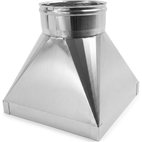 MAKA Tramoggia con Fascia per Canna Fumaria in Acciaio Inox, Raccordo da Canna Quadra in Muratura a Tubo Tondo AISI 304 250x250 mm → Ø 250 (1/5)