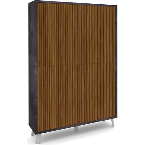 Mobile 4 Ante 108L x 41P x h161 – Finitura Nero Opaco e Rovere Dogato – Sarmog (1/4)