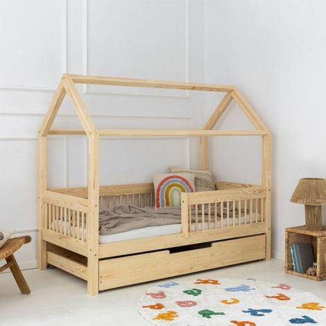 Cama cabaña 90x190 somier y cajón incluido Maéva Madera (1/3)