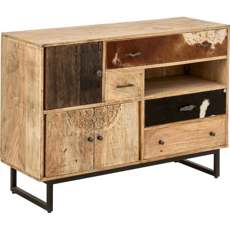 Meuble de rangement en bois de manguier relief - multi naturel (1/5)