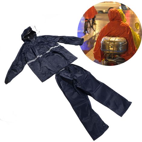 Schnell anzulegendes, wasserdichtes PVC-Bekleidungsset, Marineblau, Größe L, atmungsaktiv, winddicht, weit geschnitten, zweilagiges Hosen- und Jackenset, strapazierfähig (1/5)