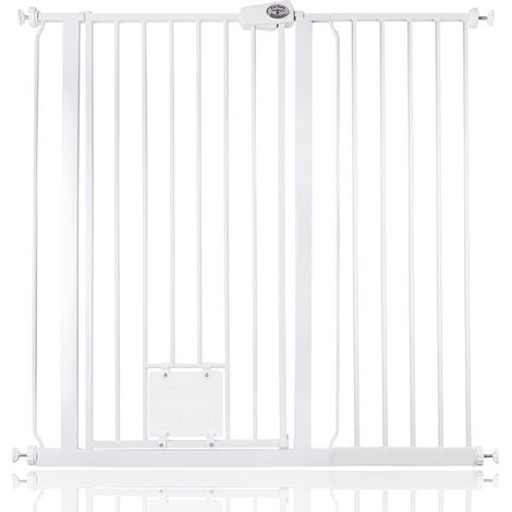 Bettacare Pet Gate with Lockable Cat Flap, 107.4cm - 115cm, White, 104cm in Height