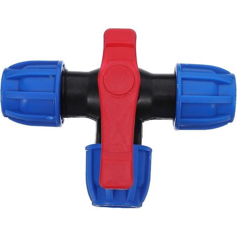 Vanne à bille 3 voies en PE, raccord rapide pour tuyau de 25 mm, diamètre intérieur 3/4 pouce, vanne en plastique en forme de T pour une commande aisée (1/3)