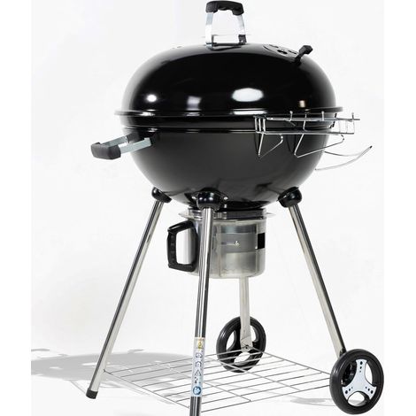 1 Barbecue Charbon De Bois 57 Cm Couvercle Grille Centre Amovible Pieds Roues Jardin