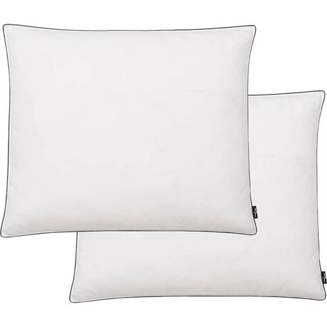 Oreiller lot de 2 Remplissage de duvet 70 x 60 cm Blanc (1/4)