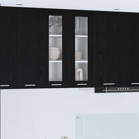 Hängeschrank Schwarz Eichen-Optik 60 x 31 x 80 cm Holzwerkstoff
