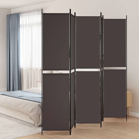 Paravent séparateur 5 panneaux pliable en tissu marron 250 x 220 cm - PANGIVO (1/5)