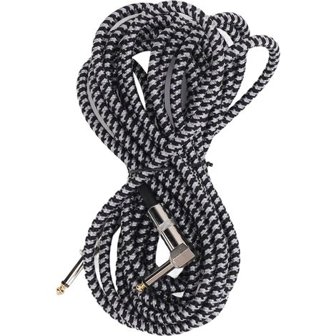 Câble de Connexion de Guitare, Interface de 6,35 mm Instrument électrique Cordon tissé pour Le mélangeur d'amplificateur de Haut-Parleur Microphone de Basse (1/5)