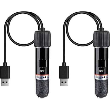 Chauffage d'aquarium USB, lot de 2, 10 W, mini-tige chauffante avec thermostat, pour petits aquariums d'eau douce et d'eau de mer. (1/5)
