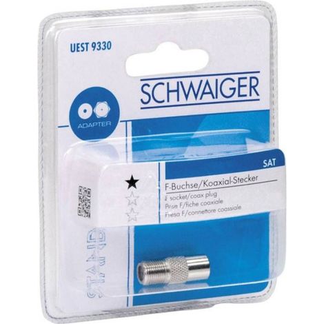 Schwaiger Adaptateur F vers coaxial IEC UEST9330531 – Connecteur F femelle à fiche IEC mâle, 1 pièce (1/3)