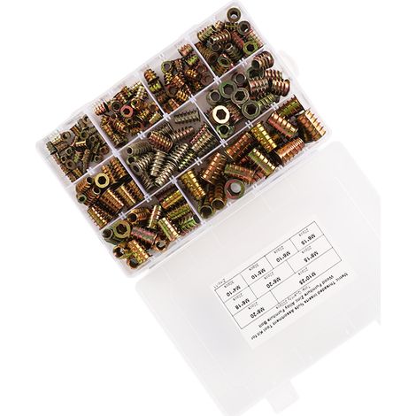 Lot de 200 inserts filetés à visser pour bois, écrous assortis en alliage de zinc, boulons de meuble M4 M5 M6 M8 M10 (1/5)