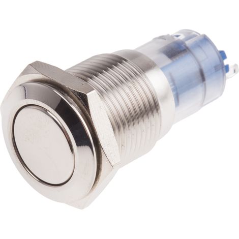 Bouton-poussoir, Momentané, Unipolaire à deux directions (1RT), 3 A @ 250 V c.a., Argent, Montage panneau ( Prix pour 1 ) (1/2)