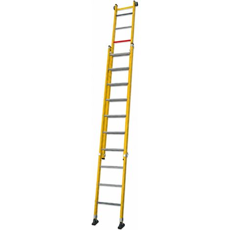 Escalera Doble Extensión Manual Todo Fibra TRFM con 13 Peldaños por Tramo
