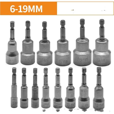 Douille Visseuse, Magnétique Douilles Hexagonale 6-19mm, Adaptateur Embouts Douilles Hexagonale (1/5)