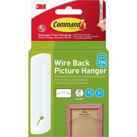 Command 7100337033 Wire Back Picture Hanger (1 Hook + 2 Strips) COM170411